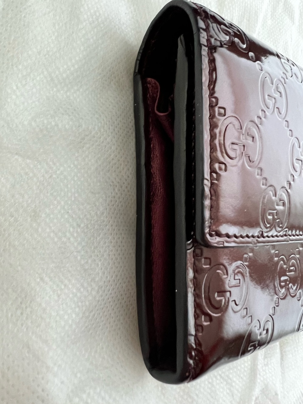 Gucci Burgundy Patent Leather GG Heart Continental Wallet - Picture 6 of 11